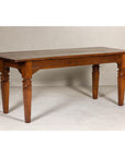 Wooden Dining Room Table with Lotiform Capitals and Custom Satin Finish