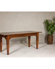 Wooden Dining Room Table with Lotiform Capitals and Custom Satin Finish