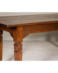 Wooden Dining Room Table with Lotiform Capitals and Custom Satin Finish