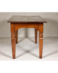 Wooden Dining Room Table with Lotiform Capitals and Custom Satin Finish