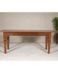 Wooden Dining Room Table with Lotiform Capitals and Custom Satin Finish