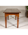 Wooden Dining Room Table with Lotiform Capitals and Custom Satin Finish