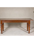 Wooden Dining Room Table with Lotiform Capitals and Custom Satin Finish