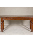 Wooden Dining Room Table with Lotiform Capitals and Custom Satin Finish
