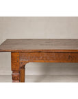 Wooden Dining Room Table with Lotiform Capitals and Custom Satin Finish