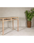 Console Table with Beaded Rope Motif & Whitewash Finish