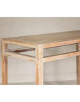 Console Table with Beaded Rope Motif & Whitewash Finish