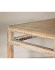Console Table with Beaded Rope Motif & Whitewash Finish