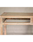 Console Table with Beaded Rope Motif & Whitewash Finish
