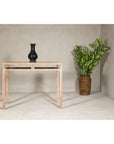 Console Table with Beaded Rope Motif & Whitewash Finish
