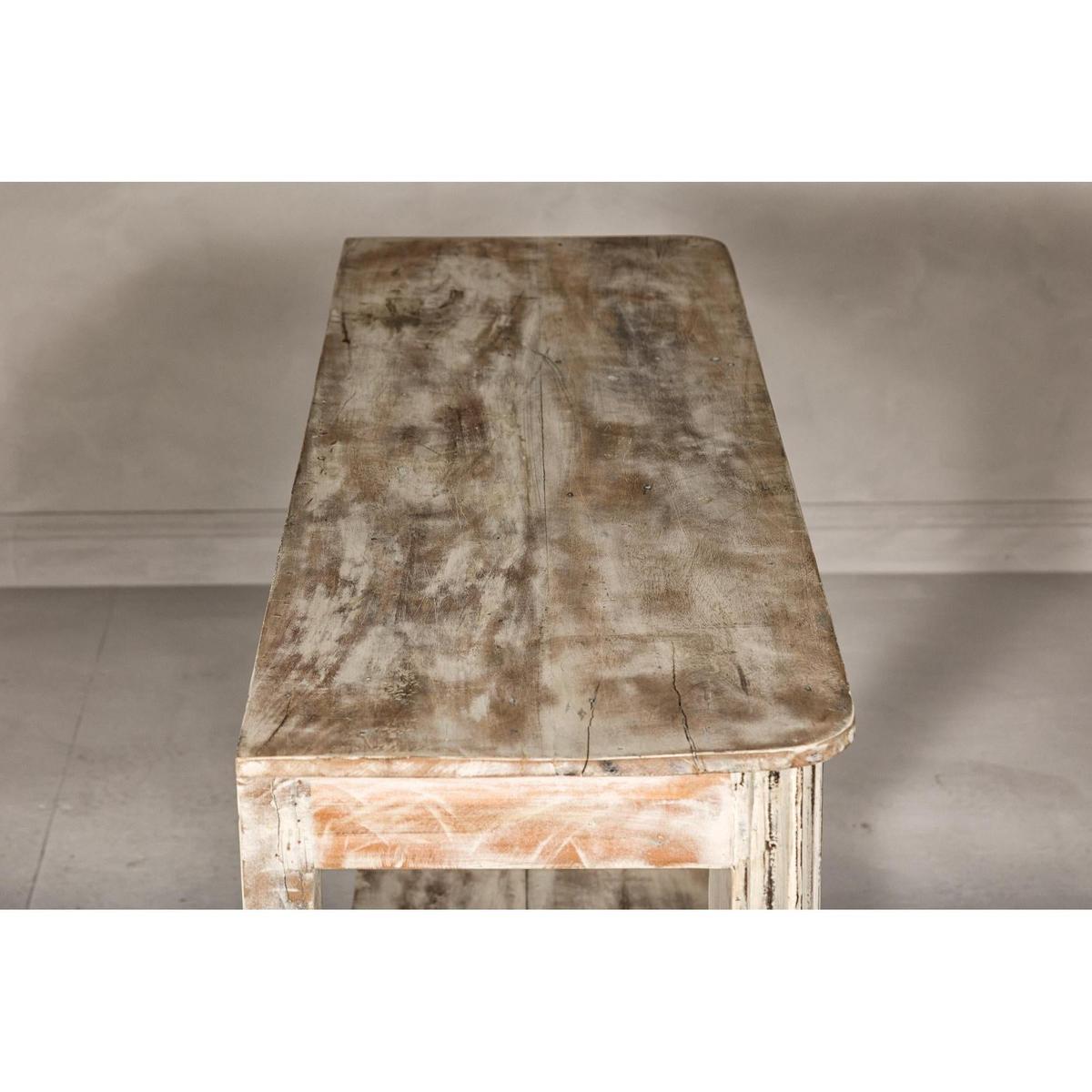 2Test Title- Mughal Style Whitewash Console Table with Carved Apron and Lower Shelf (Copy)-16. Asian &amp; Chinese Furniture, Art, Antiques, Vintage Home Décor for sale at FEA Home