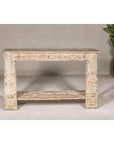 2Test Title- Mughal Style Whitewash Console Table with Carved Apron and Lower Shelf (Copy)-3. Asian & Chinese Furniture, Art, Antiques, Vintage Home Décor for sale at FEA Home