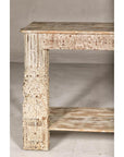 2Test Title- Mughal Style Whitewash Console Table with Carved Apron and Lower Shelf (Copy)-7. Asian & Chinese Furniture, Art, Antiques, Vintage Home Décor for sale at FEA Home