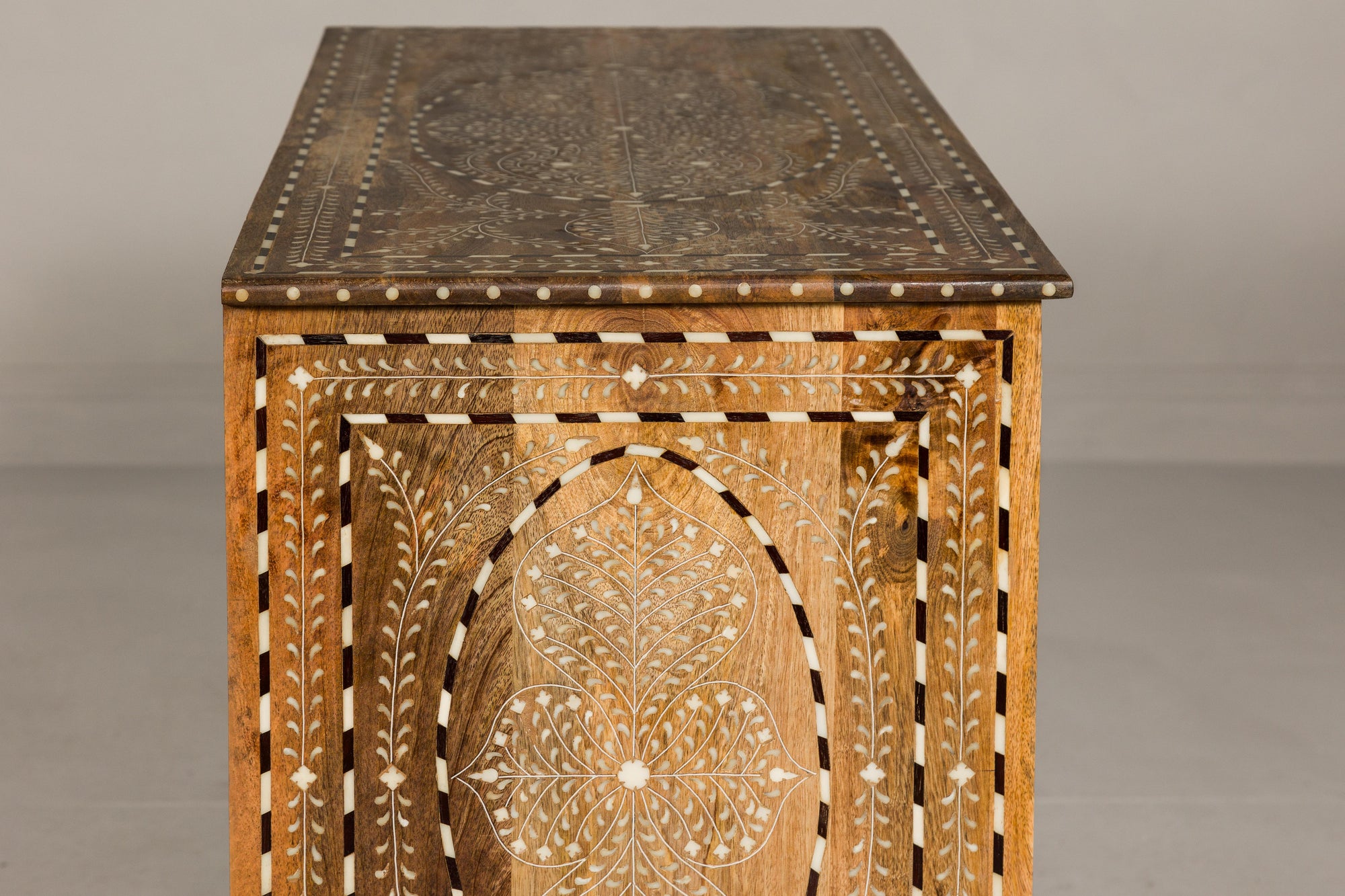 Anglo Style Mango Wood Buffet with Geometric Bone Inlay-35. Asian &amp; Chinese Furniture, Art, Antiques, Vintage Home Décor for sale at FEA Home
