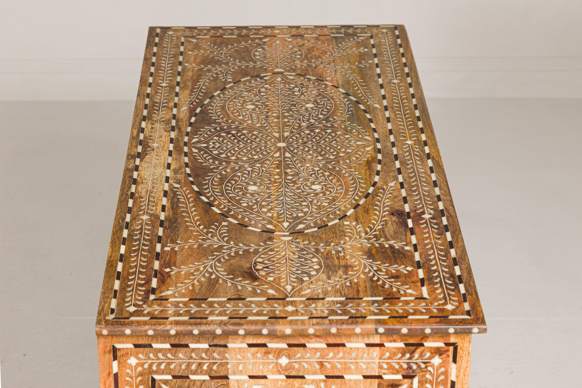 Anglo Style Mango Wood Buffet with Geometric Bone Inlay-38. Asian &amp; Chinese Furniture, Art, Antiques, Vintage Home Décor for sale at FEA Home