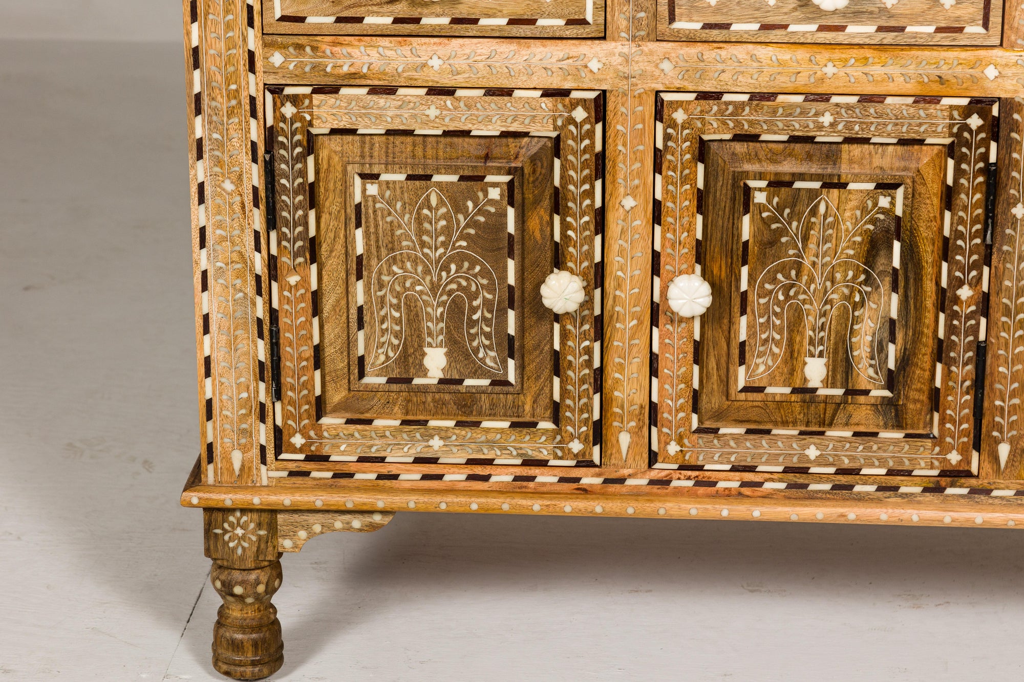Anglo Style Mango Wood Buffet with Geometric Bone Inlay-26. Asian &amp; Chinese Furniture, Art, Antiques, Vintage Home Décor for sale at FEA Home