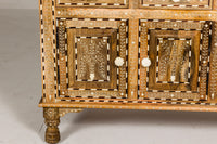 Anglo Style Mango Wood Buffet with Geometric Bone Inlay