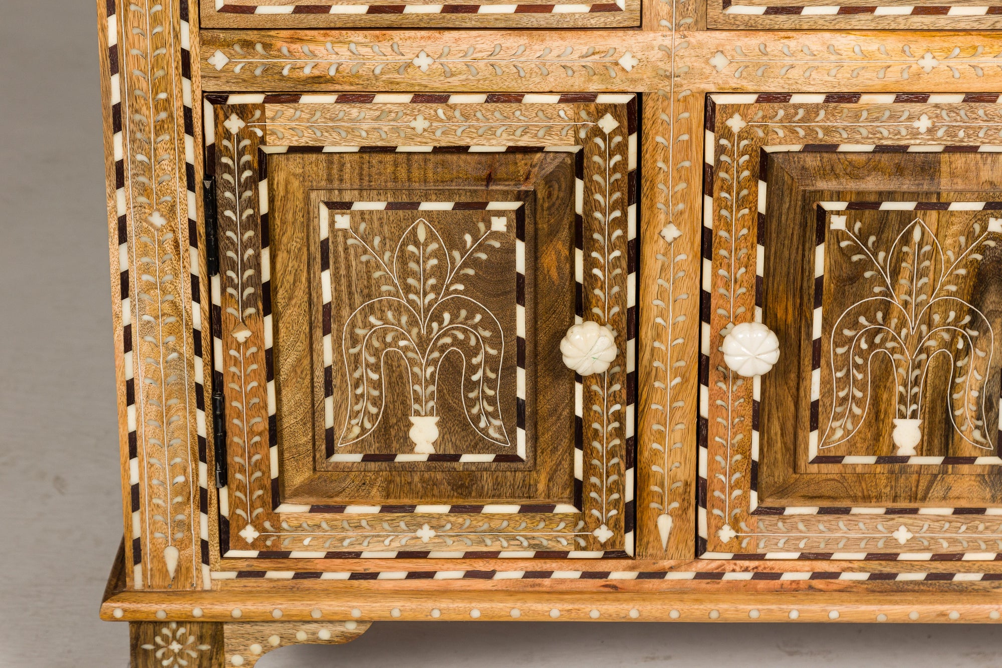 Anglo Style Mango Wood Buffet with Geometric Bone Inlay-29. Asian &amp; Chinese Furniture, Art, Antiques, Vintage Home Décor for sale at FEA Home