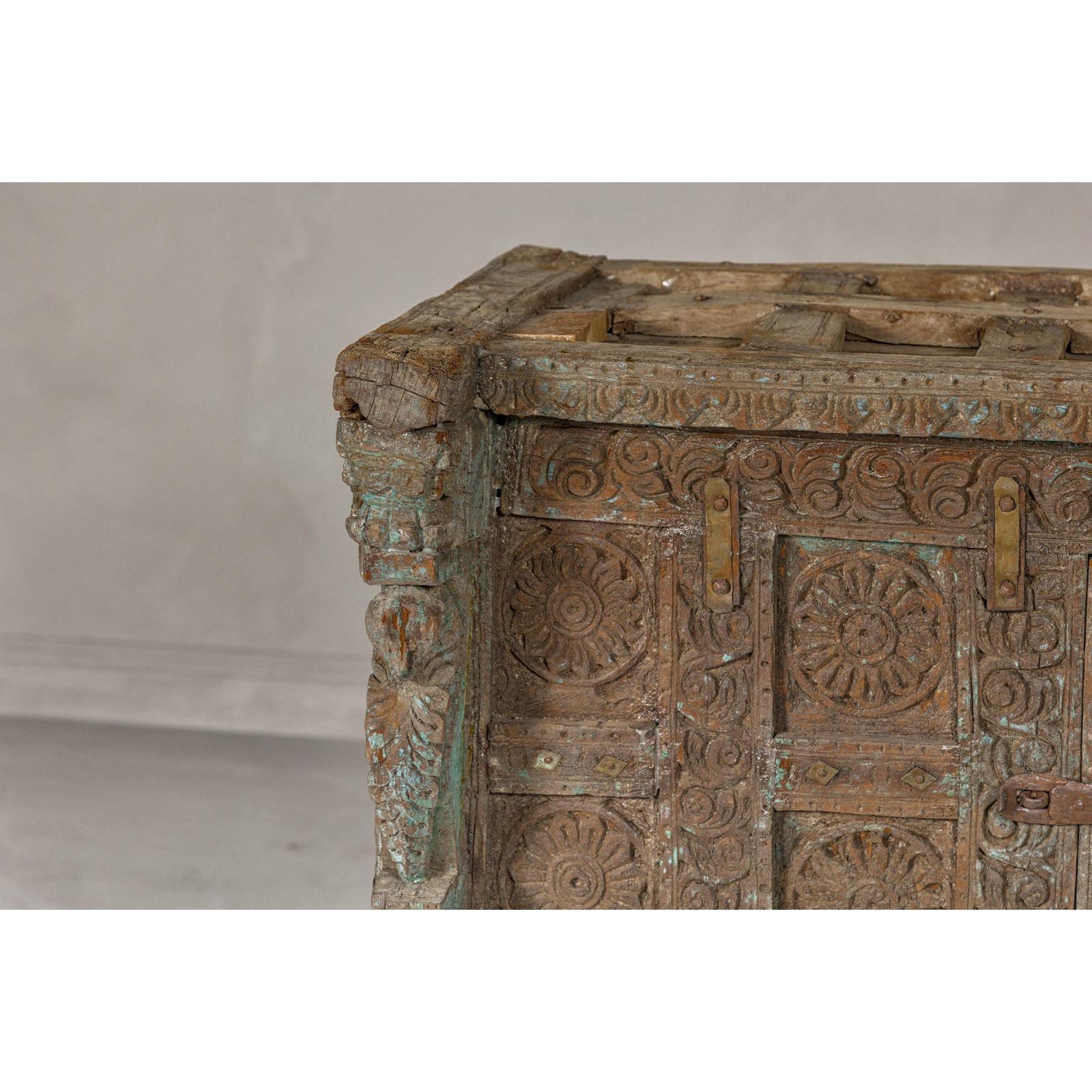 Antique Damachiya Wedding Cabinet on Legs with Carved Décor