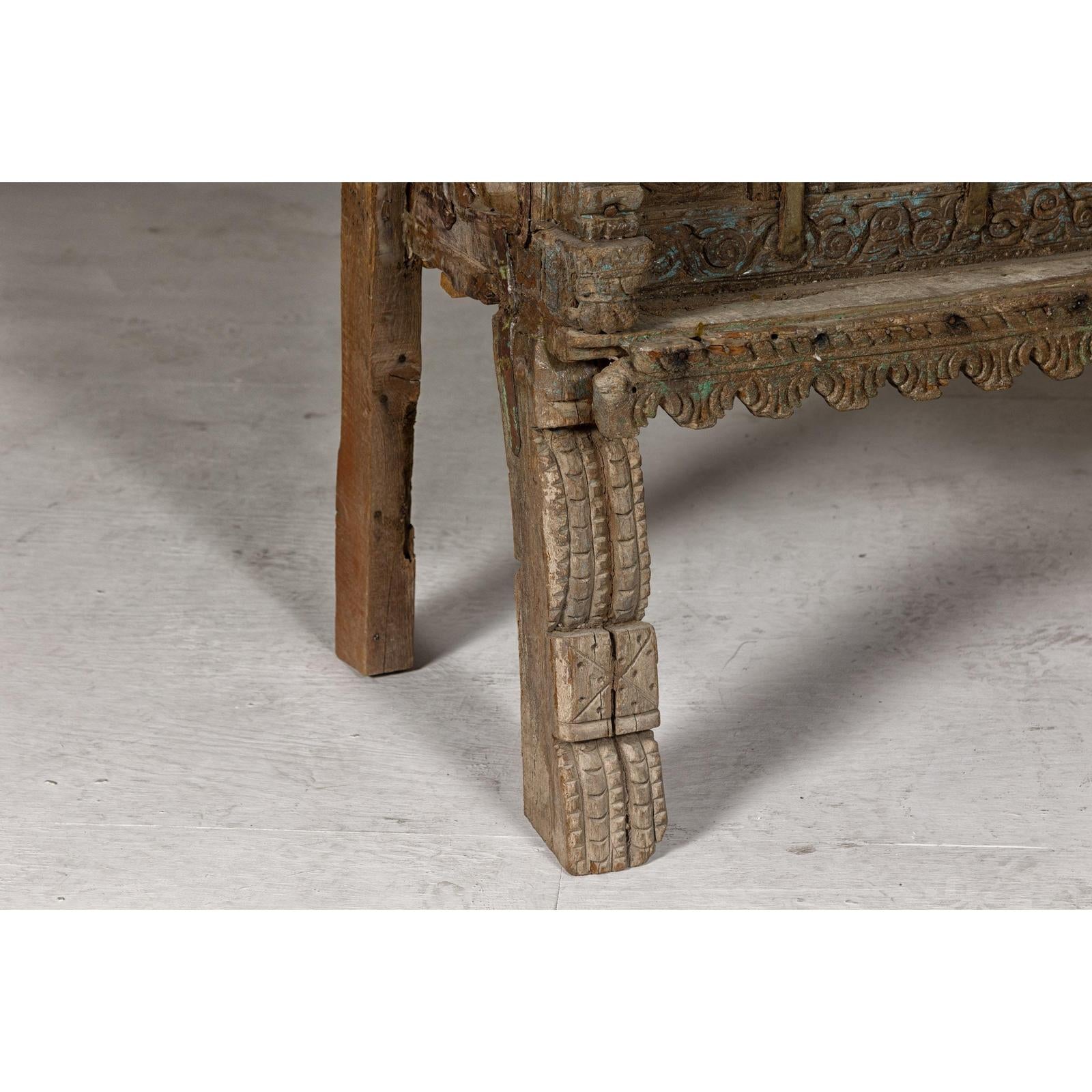 Antique Damachiya Wedding Cabinet on Legs with Carved Décor