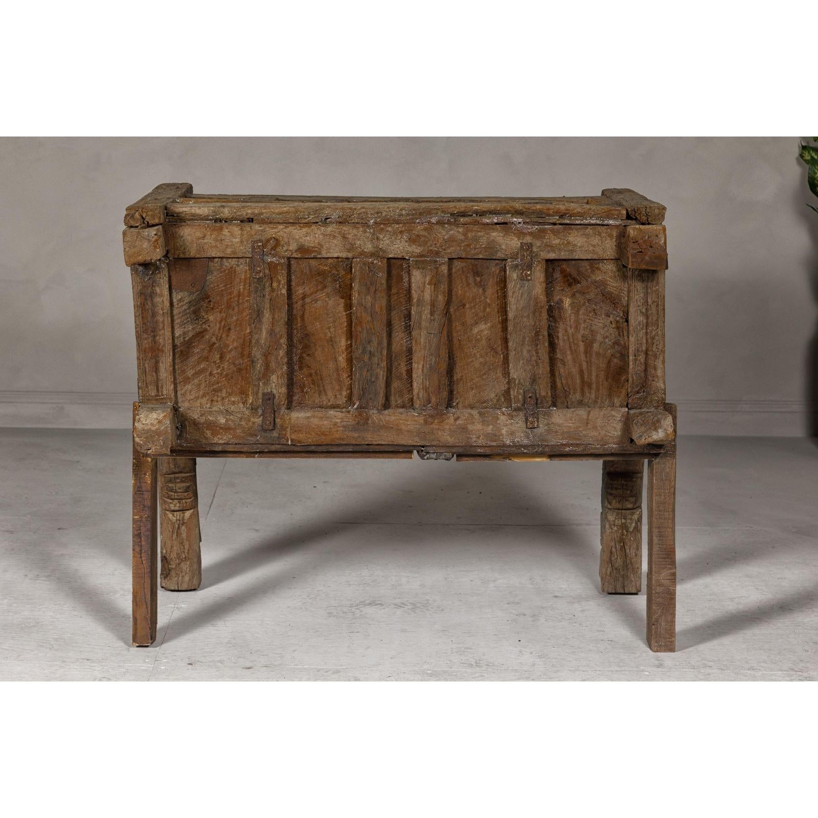 Antique Damachiya Wedding Cabinet on Legs with Carved Décor