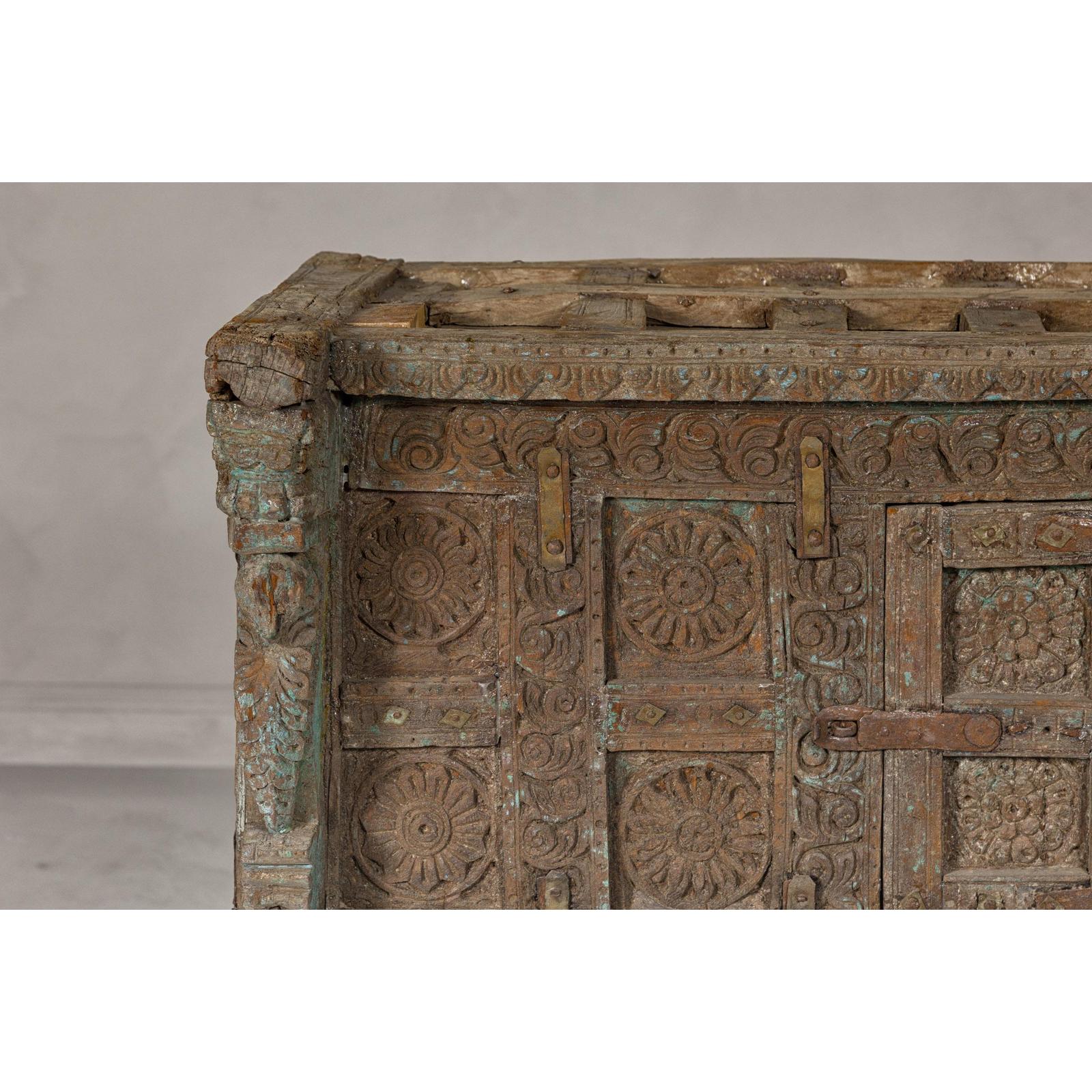 Antique Damachiya Wedding Cabinet on Legs with Carved Décor