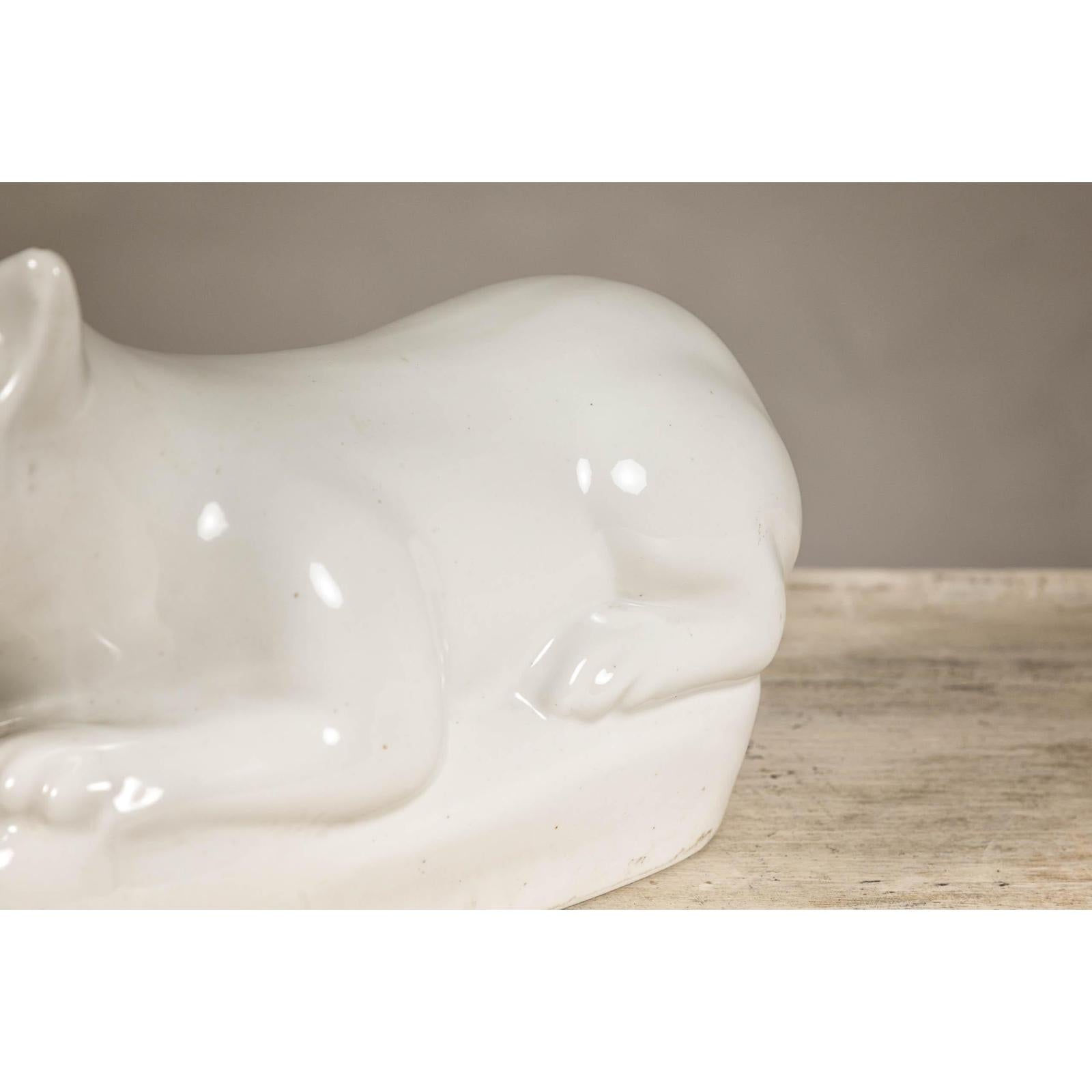 Vintage Petite Blanc de Chine Porcelain Cat Figure