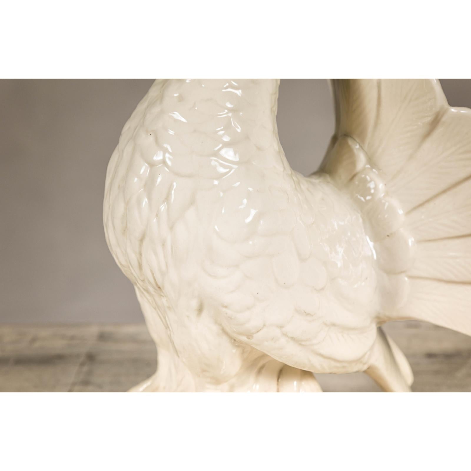 Petite Blanc de Chine Porcelain Fantail Pigeon Sculpture, Vintage