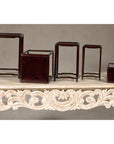 Set of Five Small Size Dark Rosewood Nesting Tables with Humpback Stretchers