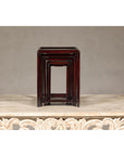 Set of Five Small Size Dark Rosewood Nesting Tables with Humpback Stretchers