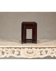 Set of Five Small Size Dark Rosewood Nesting Tables with Humpback Stretchers