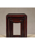 Set of Five Small Size Dark Rosewood Nesting Tables with Humpback Stretchers