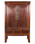 Elm Brown Lacquer Cabinet with Bronze Hardware and Shelves, Late Qing Dynasty