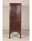 Elm Brown Lacquer Cabinet with Bronze Hardware and Shelves, Late Qing Dynasty