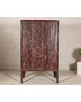 Elm Brown Lacquer Cabinet with Bronze Hardware and Shelves, Late Qing Dynasty