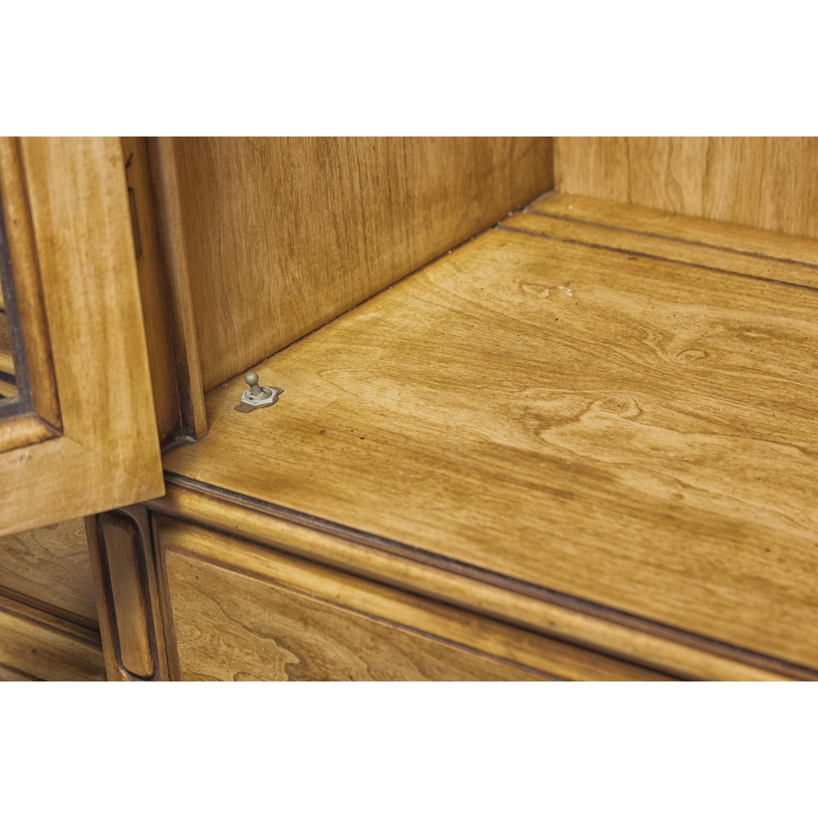 Large French Provincial Style China Cabinet in Hardwood Finish, Wired