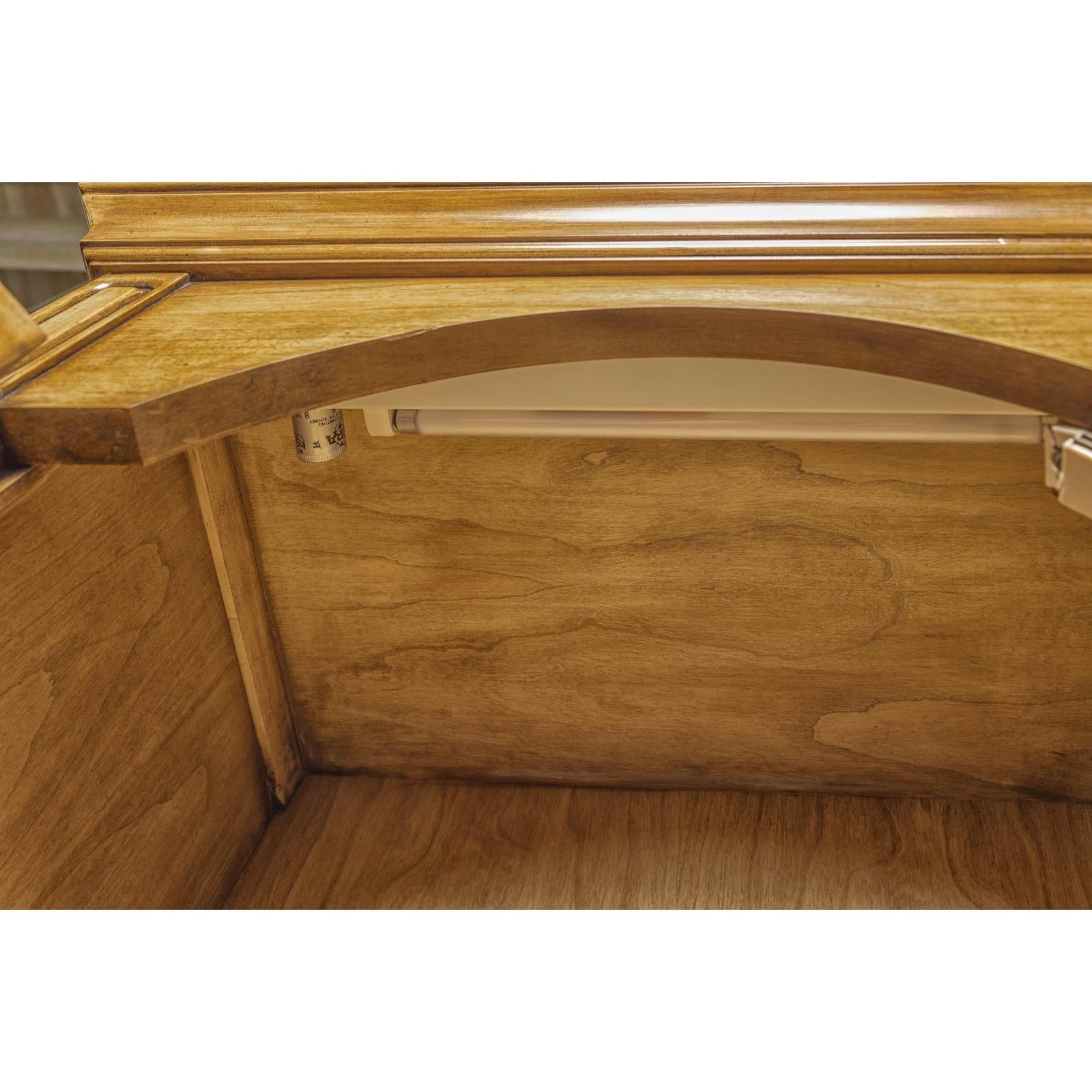 Large French Provincial Style China Cabinet in Hardwood Finish, Wired
