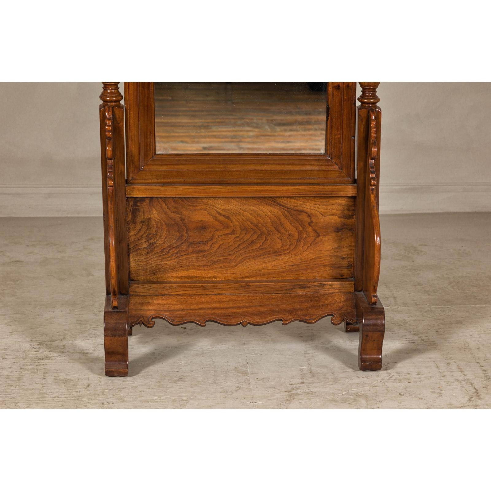 Late 19th Century Dutch Colonial Hardwood Cheval Mirror with Carved Details