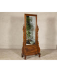 Late 19th Century Dutch Colonial Hardwood Cheval Mirror with Carved Details