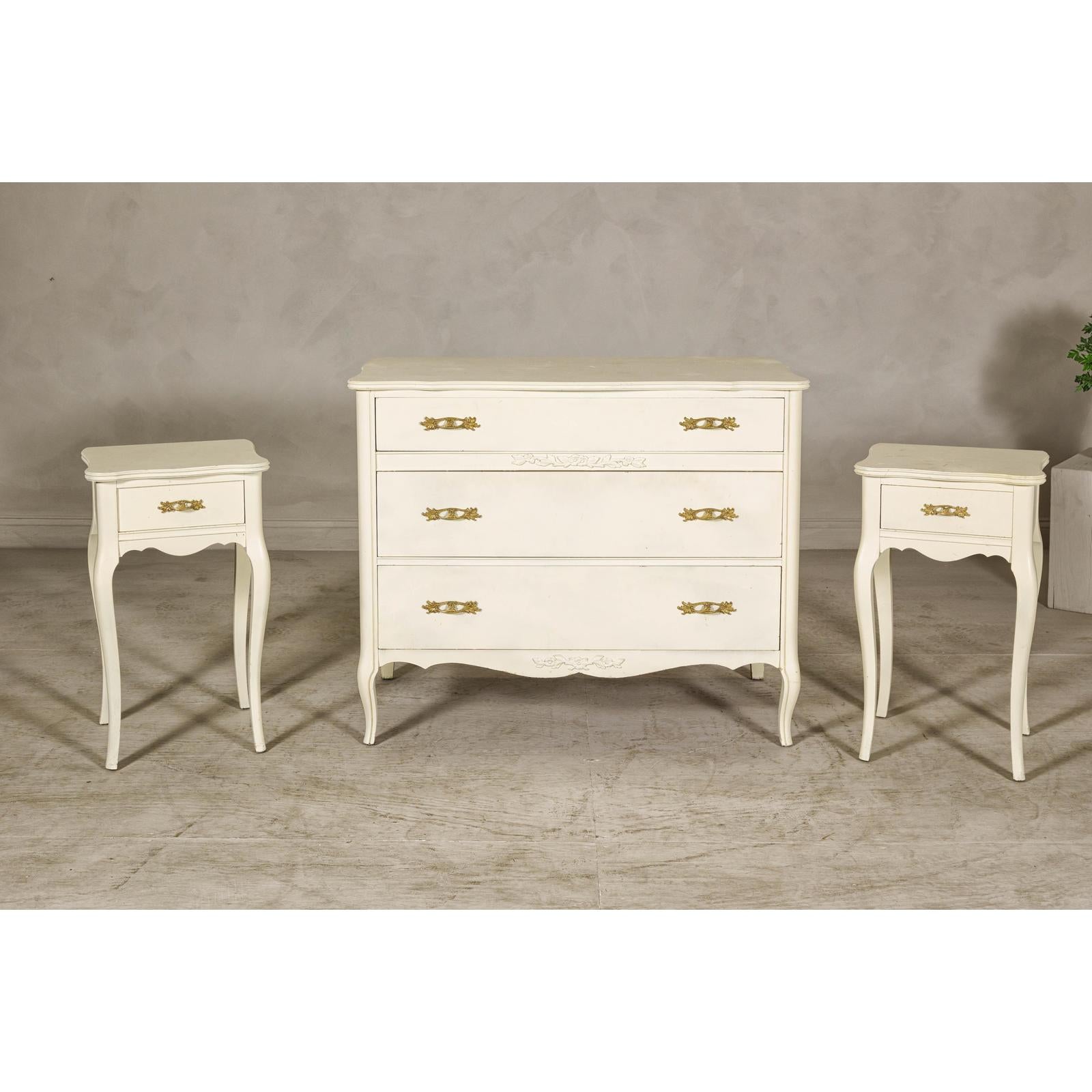 Provincial Style West Michigan Company Cream Dresser and Nightstands Set