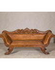 Antique Dutch Colonial Settee with Original Leather and Carved Wood Details-2. Asian & Chinese Furniture, Art, Antiques, Vintage Home Décor for sale at FEA Home