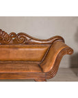 Antique Dutch Colonial Settee with Original Leather and Carved Wood Details-6. Asian & Chinese Furniture, Art, Antiques, Vintage Home Décor for sale at FEA Home