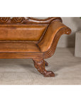 Antique Dutch Colonial Settee with Original Leather and Carved Wood Details-8. Asian & Chinese Furniture, Art, Antiques, Vintage Home Décor for sale at FEA Home