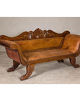 Antique Dutch Colonial Settee with Original Leather and Carved Wood Details-9. Asian & Chinese Furniture, Art, Antiques, Vintage Home Décor for sale at FEA Home