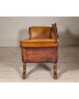 Antique Dutch Colonial Settee with Original Leather and Carved Wood Details-12. Asian & Chinese Furniture, Art, Antiques, Vintage Home Décor for sale at FEA Home