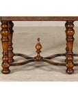 Theodore Alexander Louis XIII Style Leather Bench with Turned Hardwood Legs