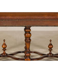 Theodore Alexander Louis XIII Style Leather Bench with Turned Hardwood Legs
