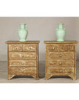 Pair of Distressed Vintage Nightstands with Subtle Brown and Green Patina