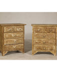 Pair of Distressed Vintage Nightstands with Subtle Brown and Green Patina