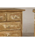 Pair of Distressed Vintage Nightstands with Subtle Brown and Green Patina
